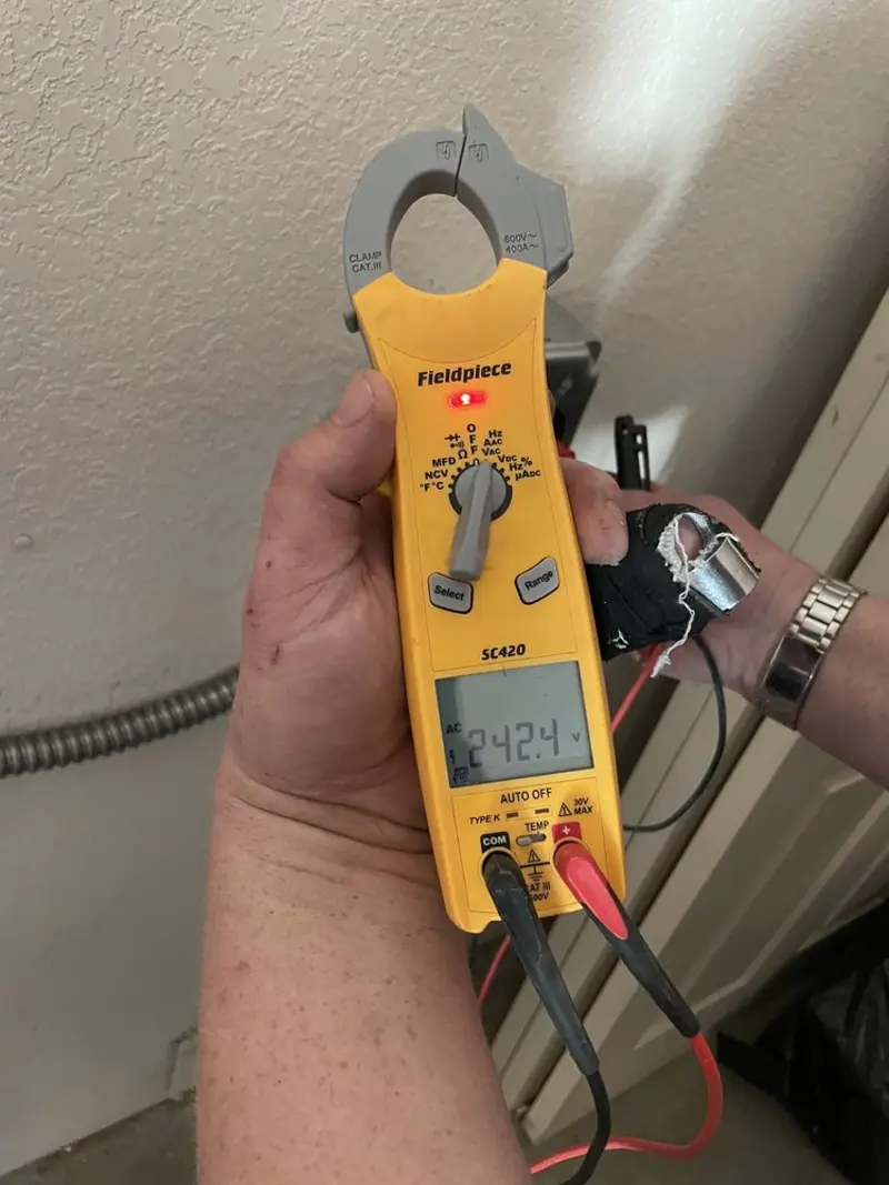Voltage testing with clamp meter during Generator Installation in Greencastle